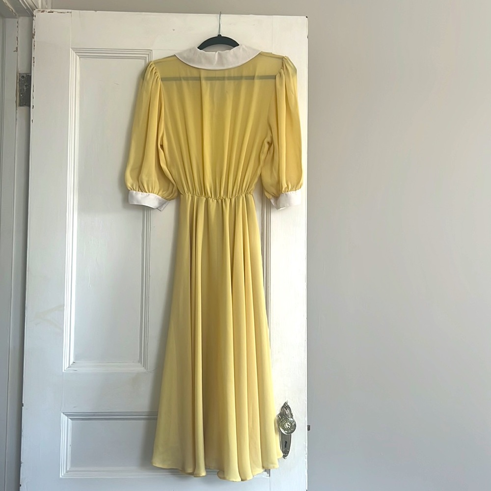 Marc Jacob’s-esque vintage butter yellow midi A-line dress with large collar - Picture 4 of 5